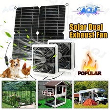 Solar Fan with Battery,25W Solar Panel Powered Fan Kit with Waterproof Dual Exha
