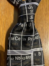 Steven Harris Black Periodic Table Chemistry 100% Polyester NeckTie Teacher EUC
