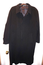 Men's black wool overcoat, tailored by Massimo in Italy, size 46.