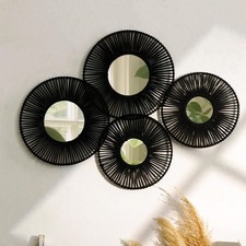 4 Pack Macrame Hanging Basket Wall Art - Decorative Woven Basket Boho Wall Ha...
