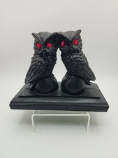 Vintage Handcrafted Coal Owl figurine Black With Red Eyes Made In USA 1980