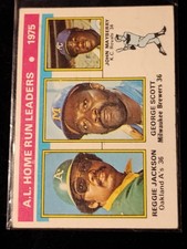1976 Topps - League Leaders Reggie Jackson, John Mayberry, George Scott #194