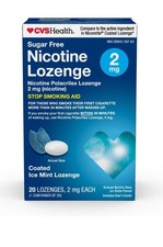 CVS Health Nicotine Lozenge 2mg Ice Mint Coated   20 Lozenges Stop Smoking Aid