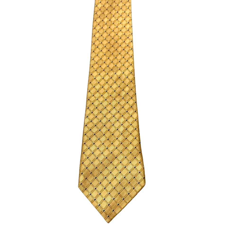COUNTESS MARA Men's Silk XL 61 5/8"Necktie Designer PLAID Yellow/Gold/Blue EUC - Image 2 of 3