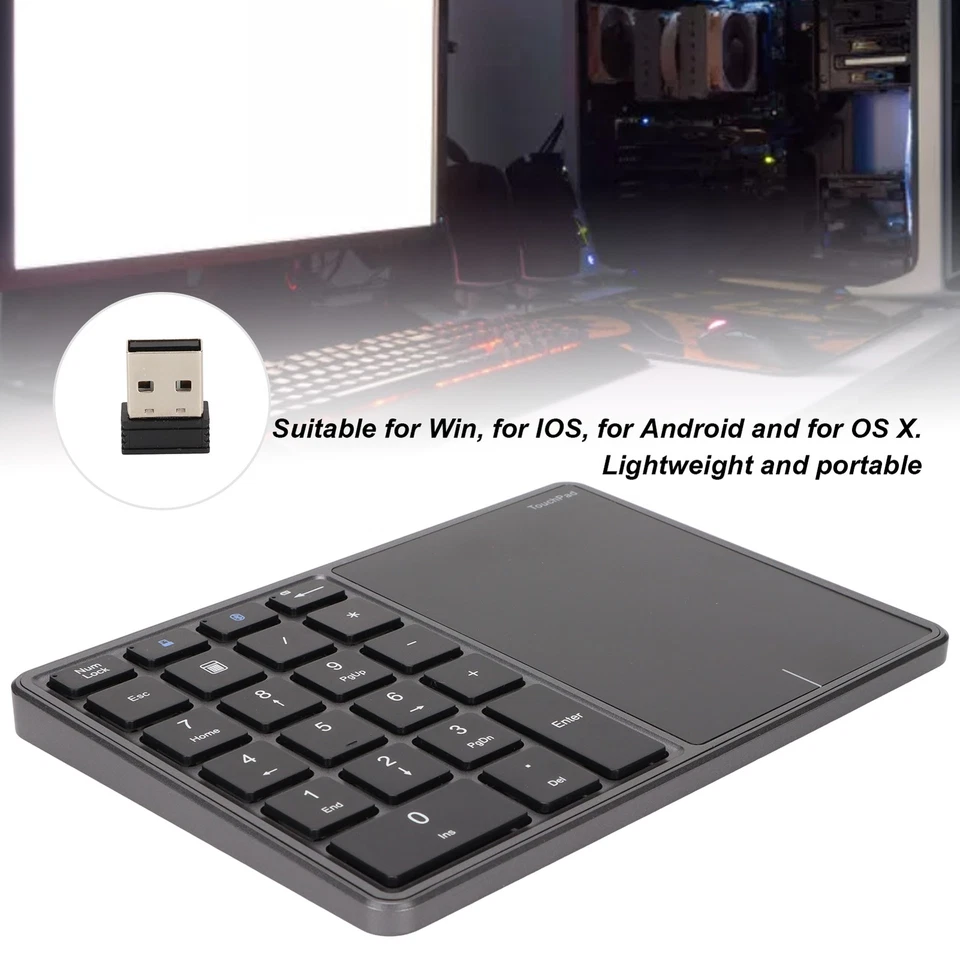 2 In 1 Wireless Number Pad Touchpad 22 Keys Wireless BT4.2 2.4G Type C Charging - Image 4 of 4