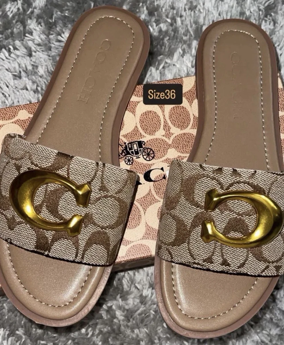 Coach Leather Upper Slide Sandals for Women for sale | eBay