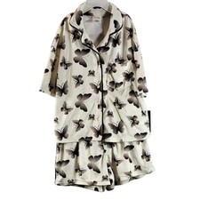 Art Class Kids Butterfly Print Pajama Set, Cream  Gray, Size M 8 , NWT