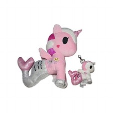 Lot Of 2 TokiDoki Gelatina Mermicorno Plush Stuffed 9 Inch And 4 Inch Clip Pink