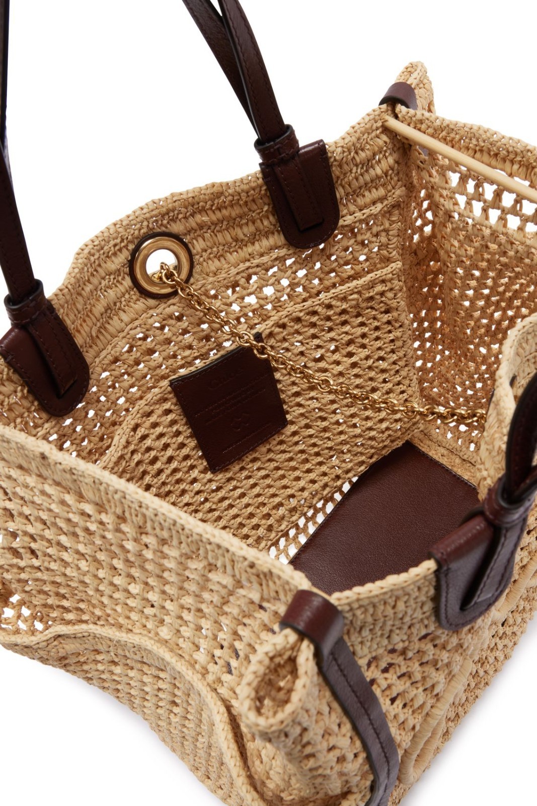 Chloe Hot Sand Raffia Tote Bag New & Authentic image 4