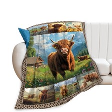 Highland Cow Blanket Gifts for Girls Boys Farm Funny Cows Animal Throw Blanke...