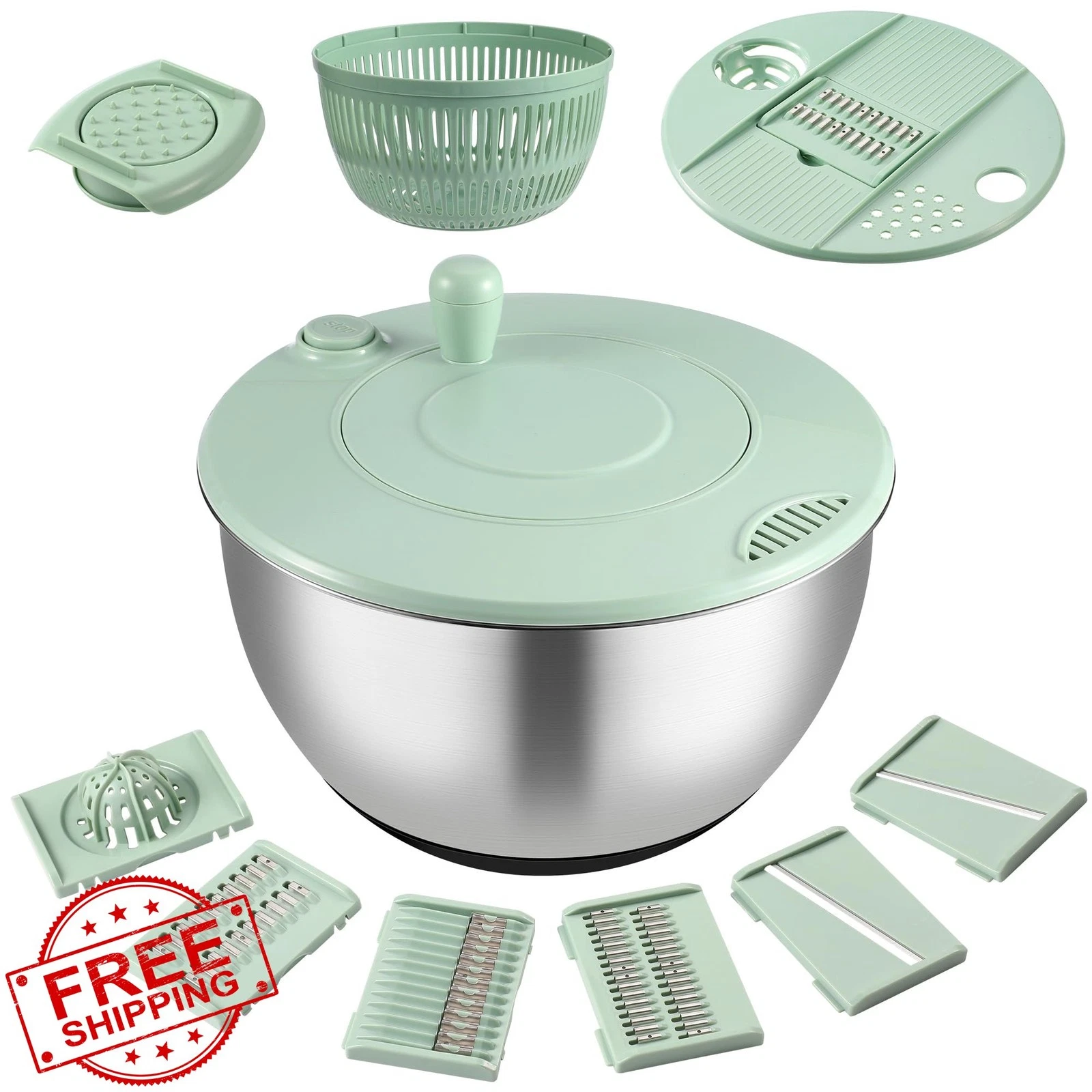 dulvus Salad Spinner Stainless Steel 5.3 Qt