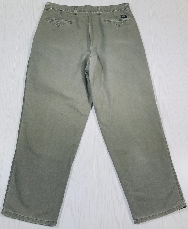 Винтажные плиссированные брюки-чино 90-х Dockers 34x30 зеленые 100% хлопок сделано в США - Изображение 2 из 4