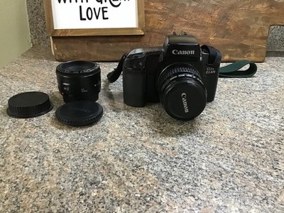 Canon EOS Elan 35mm SLR film camera, 50mm lens and 35-80mm lens & strap works