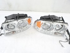 Pair Of Chrome Led Halo Headlights Corner Parking For 1998-2004 Dodge Durango