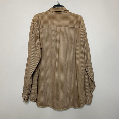 Vintage LL Bean Brown Striped Button Up Shirt Long Sleeve Men’s Size XL Polo - Picture 2 of 14