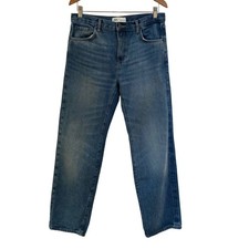 Zara Straight Leg Jeans High Rise Zipper Fly Rigid Denim Jean Blue Size 6