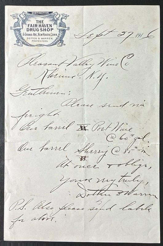 FAIR HAVEN, NEW HAVEN, CT ~  THE FAIR HAVEN DRUG SHOP ~ Illus. Letter Sheet 1916