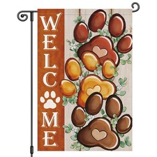 Welcome Garden Flag 12x18 Inch Double Sided Dog Cat Paw Print Garden Flag Dec...