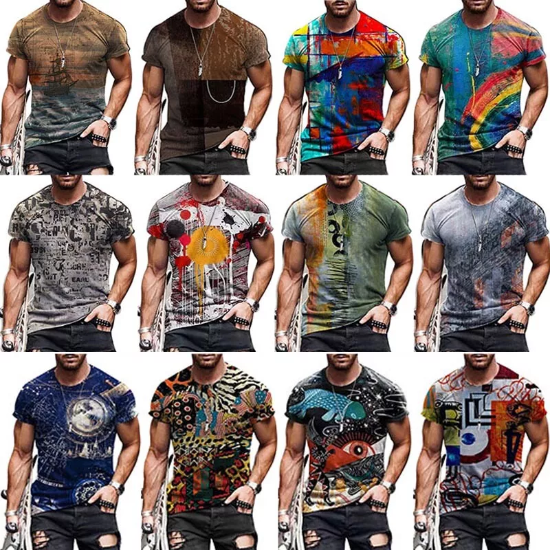  Summer Tops for Men Casual Basic Clothes Graphic Print