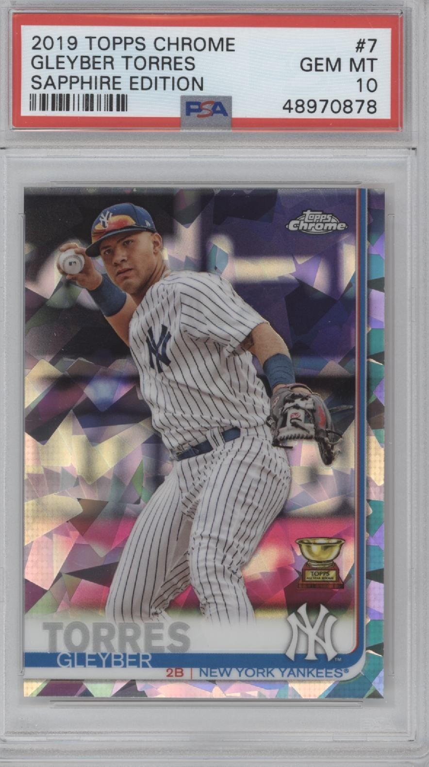 GLEYBER TORRES 2019 Topps Chrome Sapphire Edition #7 PSA 10