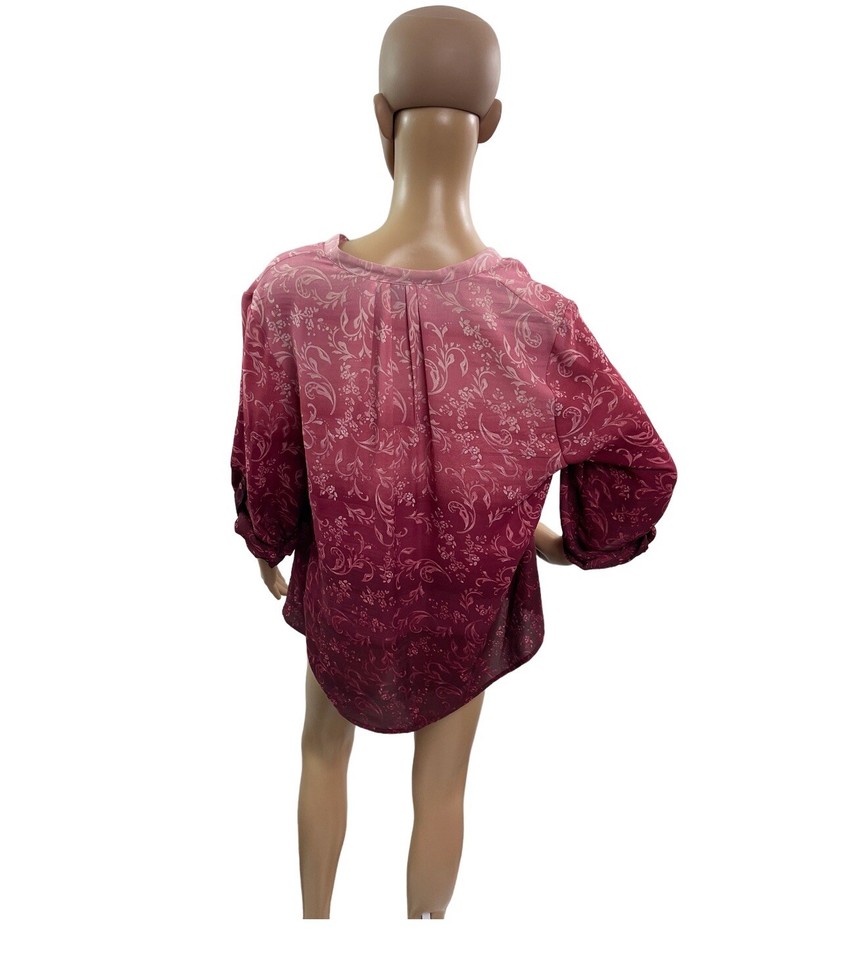 Zac And Rachel Women’s Size Large Long Roll Tab Sleeve V Neck Blouse eBay