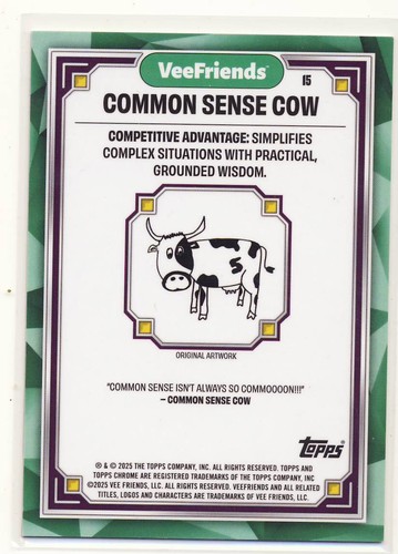2025 VeeFriends Chrome Shimmer Refractor 16 Common Sense Cow 066/250 - Picture 2 of 2