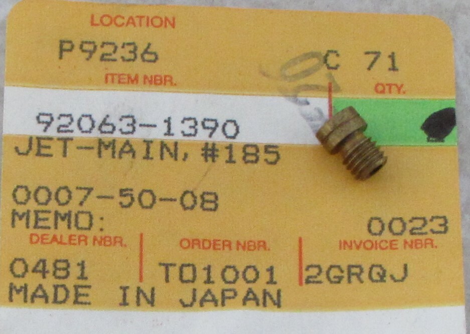 92063-1390 Kawasaki Main Jet #185 for ZX750 ZX900 Ninja 1993