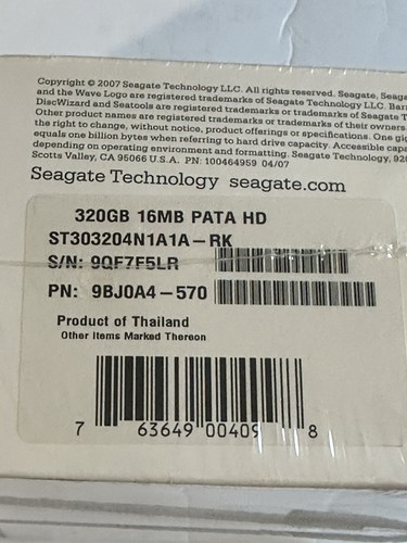 Seagate Barracude 3.5" Internal Hard Drive 320 GB PATA/100 W/ Box - Picture 8 of 9