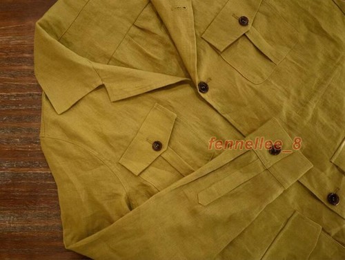 Men 100% Linen Outdoor Coat Safari Jacket Multi Pockets Hunting Coat Casual Tops - Picture 16 of 26