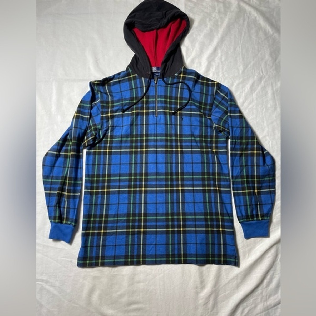 Vintage 90 polo Ralph Lauren plaid long sleeve hoodie lightweight