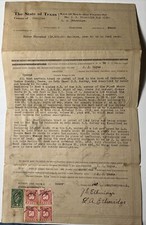 Original 1916 CHEROKEE County TEXAS Vendors Lien TAX STAMPS Pritchett Upshur