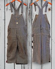 Vintage Sears Railroad Indigo Stripe Overalls 34 X 21