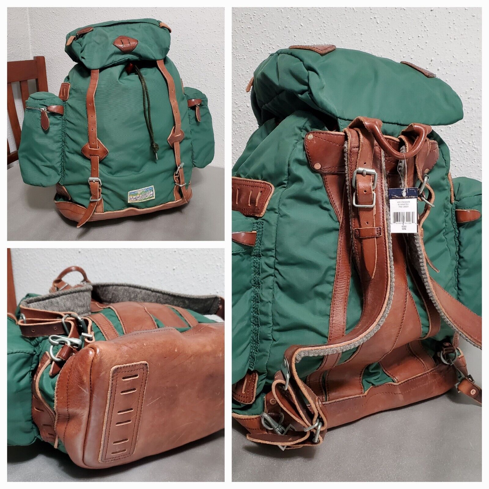 Ralph Lauren Mens Yosemite Leather & Canvas Utility Voyager Green Backpack:  NWT | eBay