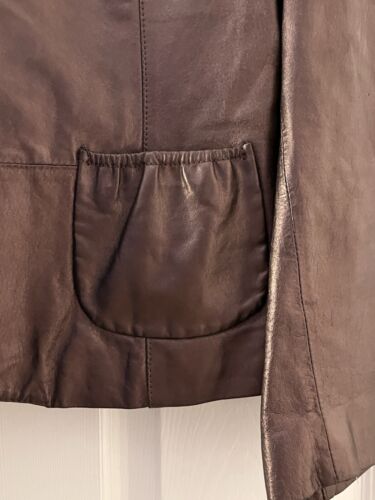 Women’s Leather Blazer Jacket Medium Dialogue Burgundy Tailored Fit 100% Leather - Picture 12 of 18