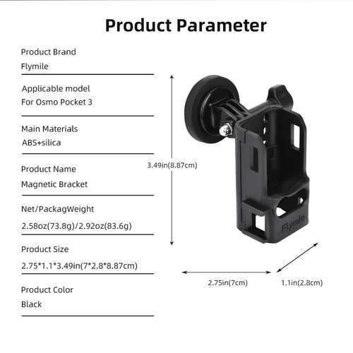 For DJI OSMO POCKET 3 Camera 1/4 Magnetic Car Bracket Base Mount Adapter Black - Picture 11 of 26