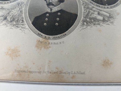 From "Lost Cause" by EA Pollard 1867 Engravings Civil War Portraits by HB Hall - Picture 2 of 7