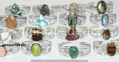 BULK SALE  Labradorite & Big Mix Gemstone Bangle Wholesale Lot 925 Silver Plated