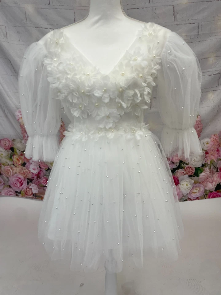 Vestido de novia para mujer corto de boda espalda abierta vestido copo de nieve Halloween novia Foto 2 de 4