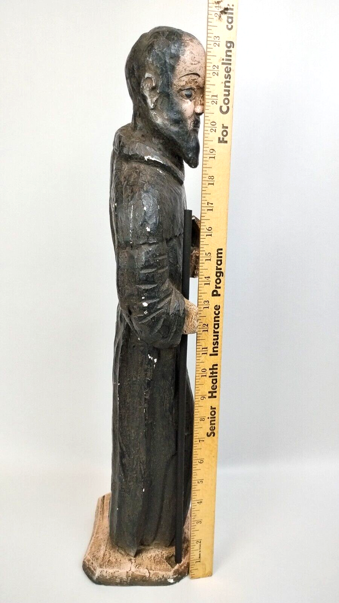 アンティーク雑貨 Small old religious statue. Vintage Saint/Monk Catholic Christian Religious 2' Tall Chalkware