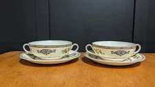 Pair Of Margate by J & G Meakin Flat Double Handled Soup Cups Made  In England