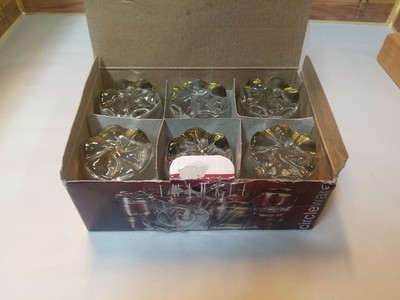 Circleware Twinkle 6 Piece 2 ounce Shot Glass; Gold Rim; NOB
