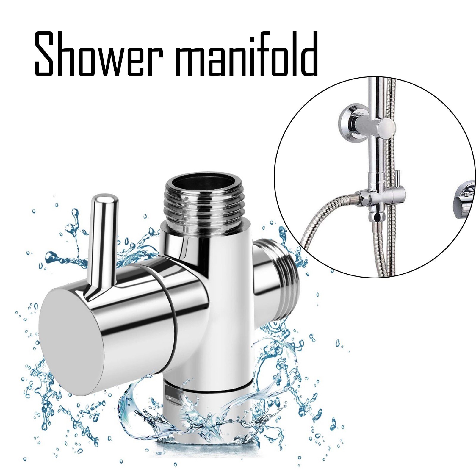 3-Way Brass T-Adapter Diverter Valve for Shower Head and Bath Tap Switch