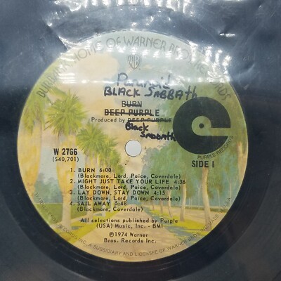 Burn by Deep Purple 1974 WB W2766 Record Vinyl David Coverdale (Record Only)