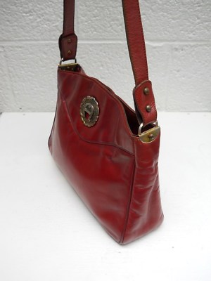Etienne Aigner Early Hand Made Classic Antic Red Leather Shoulder Bag