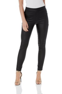 pull on faux leather trousers