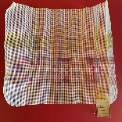 Vintage Floral Plaid Pastel Hand Painted Needlepoint Canvas Unworked