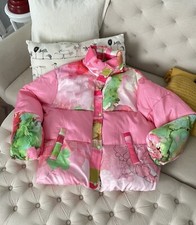 Becci Pink Printed Puffer Jacket In Large