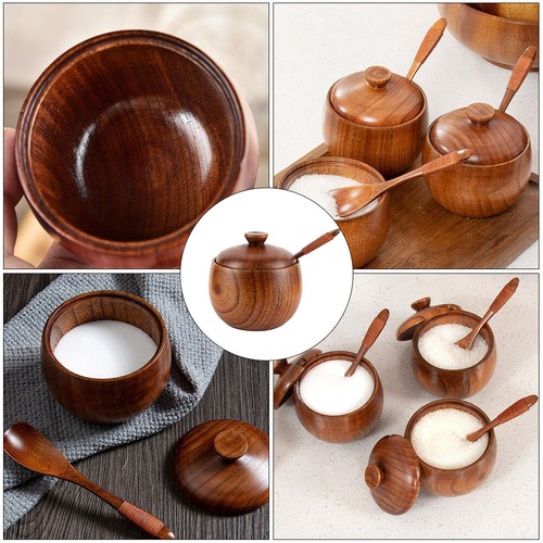 Seasoning Jar Spoon Salt Pepper Cellar Salt Bowl with Spoon Condiment Container - Picture 5 of 12