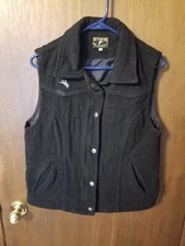 Wyoming traders 100% Virgin Wool Zip Snap Womens Vest Black L