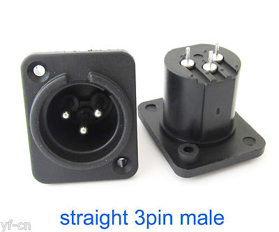 10pcs Microphone XLR 3Pin Male Panel Chassis Mount Socket Audio Connector Black